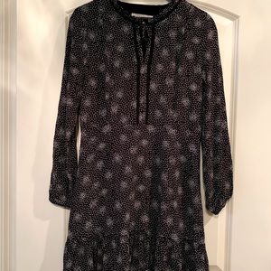 LOFT Black and White Polka Dot Swing Dress